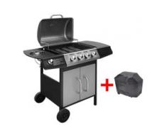 vidaXL Gasgrill 4+1 Brenner Schwarz und Silbern