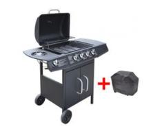 vidaXL Gasgrill 4+1 Brenner Schwarz