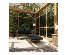vidaXL 2-tlg. Garten-Lounge-Set mit Auflagen Poly Rattan Grau