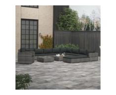 vidaXL 13-tlg. Garten-Lounge-Set mit Polstern Poly Rattan Grau