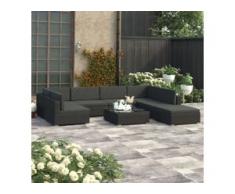 vidaXL 8-tlg. Garten-Lounge-Set mit Auflagen Poly Rattan Schwarz