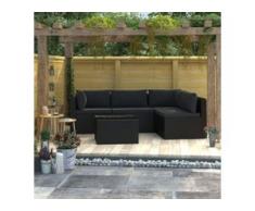 vidaXL 5-tlg. Garten-Lounge-Set mit Auflagen Poly Rattan Schwarz