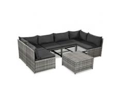 vidaXL 7-tlg. Garten-Lounge-Set mit Auflagen Poly Rattan Grau