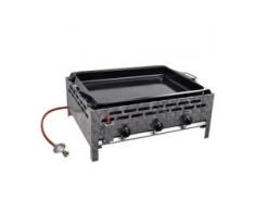 vidaXL vidXL Gastro-Gasgrill 3 Brenner Edelstahl BBQ Bräter mit Bratblech