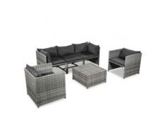 vidaXL 6-tlg. Garten-Lounge-Set mit Auflagen Poly Rattan Grau