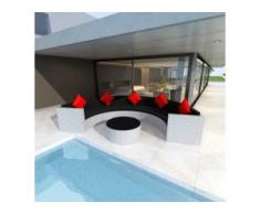 vidaXL 6-tlg. Garten-Lounge-Set mit Auflagen Poly Rattan Weiß
