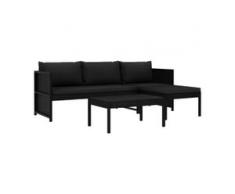 vidaXL 3-tlg. Garten-Lounge-Set mit Auflagen Poly Rattan Schwarz