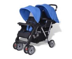 vidaXL Geschwisterwagen Stahl Blau und Schwarz