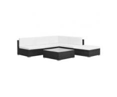 vidaXL 6-tlg. Garten-Lounge-Set mit Auflagen Poly Rattan Schwarz