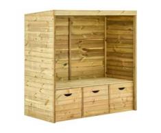 vidaXL Gartenlaube-Bank mit 3 Schubladen 170 cm Massivholz Kiefer