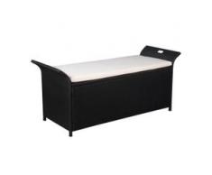 vidaXL Truhenbank mit Polster 138 cm Poly Rattan Schwarz