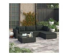 vidaXL 5-tlg. Garten-Lounge-Set mit Auflagen Poly Rattan Schwarz