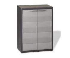 vidaXL Gartenschrank mit 1 Regal Schwarz und Grau