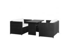 vidaXL 3-tlg. Garten-Lounge-Set mit Auflagen Poly Rattan Schwarz