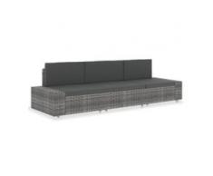 vidaXL Modulares 3-Sitzer-Sofa Poly Rattan Grau