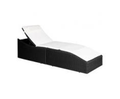 vidaXL Sonnenliege mit Polsterauflage Poly Rattan Schwarz