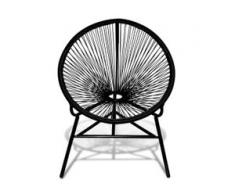 vidaXL Schwarzer Ovaler Poly Rattan Stuhl