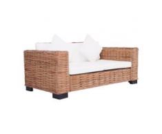 vidaXL 2-Sitzer Gartensofa Natürliches Rattan