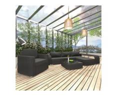 vidaXL 8-tlg. Garten-Lounge-Set mit Auflagen Poly Rattan Schwarz