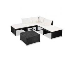 vidaXL 6-tlg. Garten-Lounge-Set mit Auflagen Poly Rattan Schwarz
