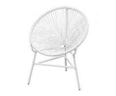 vidaXL Gartenstuhl Poly Rattan Weiß
