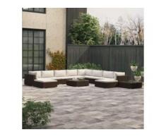 vidaXL 12-tlg. Garten-Lounge-Set mit Auflagen Poly Rattan Braun