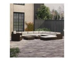 vidaXL 13-tlg. Garten-Lounge-Set mit Auflagen Poly Rattan Braun