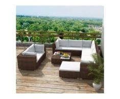 vidaXL 10-tlg. Garten-Lounge-Set mit Auflagen Poly Rattan Braun