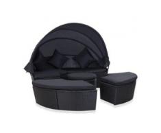 vidaXL Outdoor-Sonneninsel mit Sonnendach Poly Rattan Schwarz