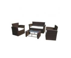 vidaXL 4-tlg. Garten-Lounge-Set mit Auflagen Poly Rattan Braun