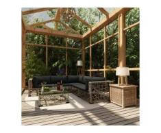 vidaXL 6-tlg. Garten-Lounge-Set mit Auflagen Poly Rattan Grau