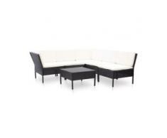vidaXL 6-tlg. Garten-Lounge-Set mit Auflagen Poly Rattan Schwarz