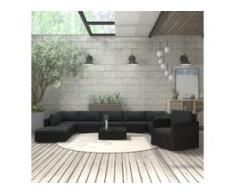 vidaXL 11-tlg. Garten-Lounge-Set mit Auflagen Poly Rattan Schwarz