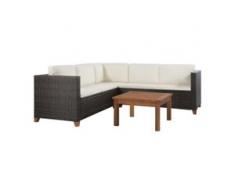 vidaXL 4-tlg. Garten-Lounge-Set mit Auflagen Poly Rattan Braun