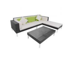 vidaXL 4-tlg. Garten-Lounge-Set mit Auflagen Poly Rattan Schwarz