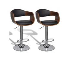 vidaXL Barhocker 2 Stk. Bugholz und Kunstleder