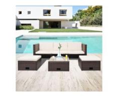 vidaXL 4-tlg. Garten-Lounge-Set mit Auflagen Poly Rattan Braun