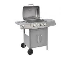 vidaXL Gasgrill 4+1 Brenner Silbern