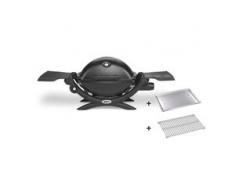Gasgrill Q 1200, Black, mit Hitzeschild und Bratenrost