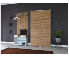 Garderobe Set 116 Aguila 3 tlg Schuhbank 8 Klappen 38 Paar Weiss-Eiche
