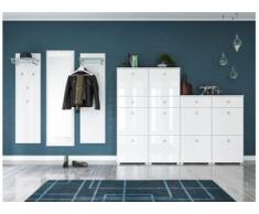 Garderobe Set 021 Monroe 5 tlg Schuhschrank 10 Klappen 40 Paar Weiss-Weiss Hgl