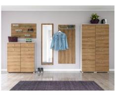 Garderobe Set 108 Shafter 5 tlg Schuhschrank 8 Klappen 48 Paar Weiss-Eiche