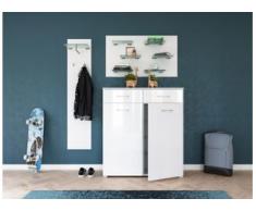 Garderobe Set 045 Rodez 3 tlg Schuhkommode 16 Paar Weiss-Weiss Hgl