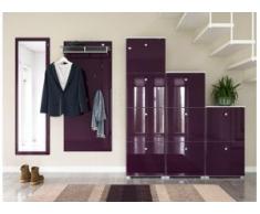 Garderobe Set 003 Tulsa 5 tlg Schuhschrank 9 Klappen 36 Paar Weiss-Brombeer