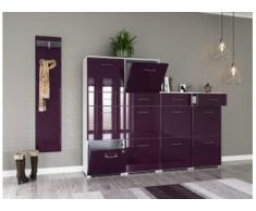 Garderobe Set 020 Odessa 3 tlg Schuhschrank 10 Klappen 40 Paar Weiss-Brombeer