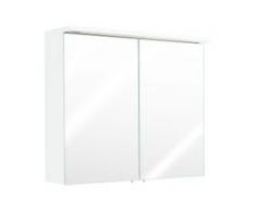 Spiegelschrank 90x64,4x16,6cm mit integrierter LED Lichtleiste weiß hochglanz