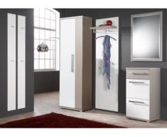 Garderoben Komplett Set Carmen Steingrau weiss Hochschrank Schuhschrank Spiegel