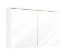 Spiegelschrank 100x64,4x16,6cm mit integrierter LED Lichtleiste weiß hochglanz