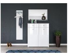 Garderobe Set 044 Malton 3 tlg Spiegel 16 Paar Weiss-Weiss Hgl