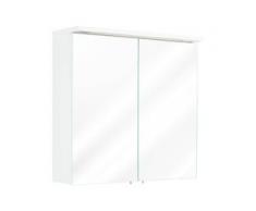Spiegelschrank 66x64,4x16,6cm mit integrierter LED Lichtleiste weiß hochglanz